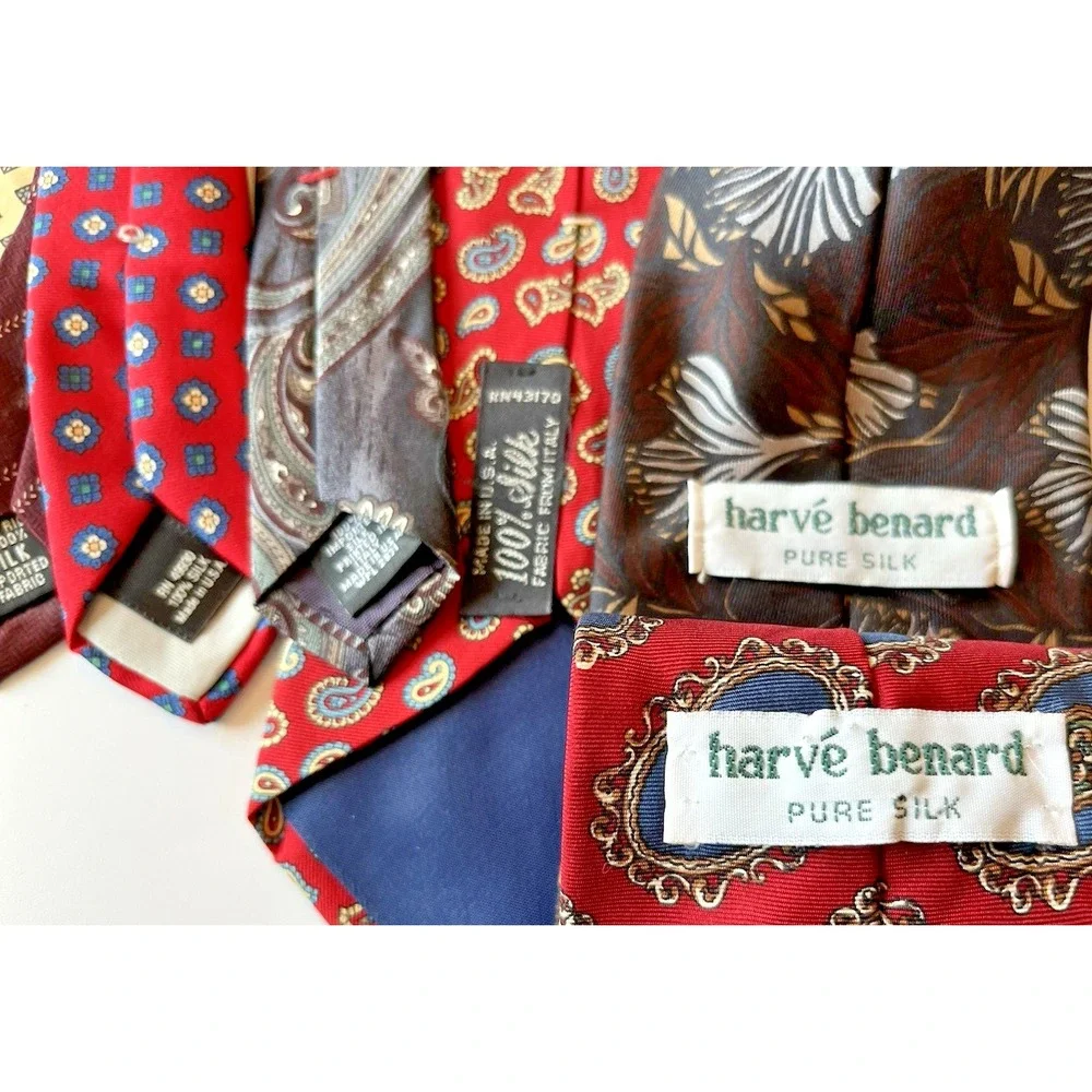 Vintage Men's SILK Ties Lot Of 20 - Classic Paisley Geometric Polka Dot Variety